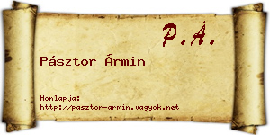 Pásztor Ármin névjegykártya